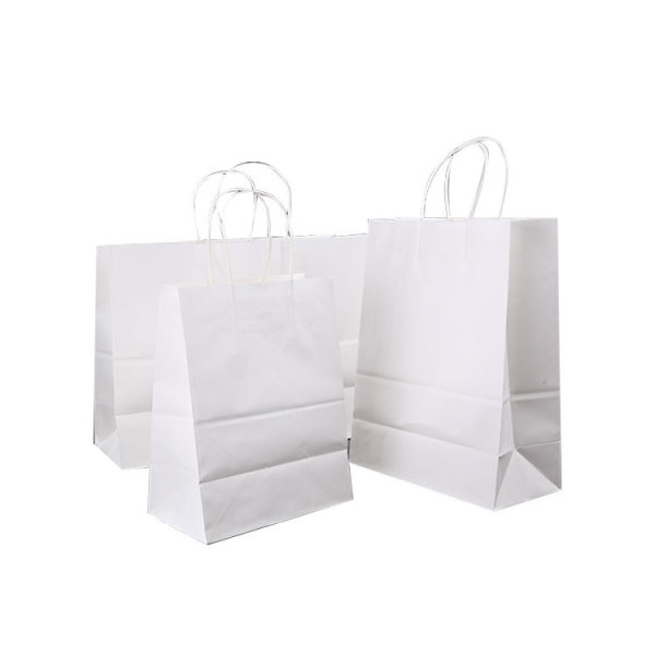 Custom Logo Kraft Shopping Paper Bag Flat Handle