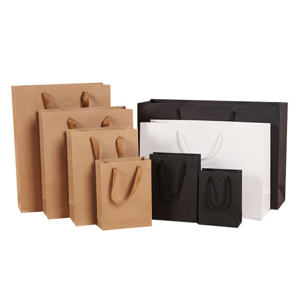 Wholesale Recyclable Black Kraft Paper Gift Bags With Handles Bag