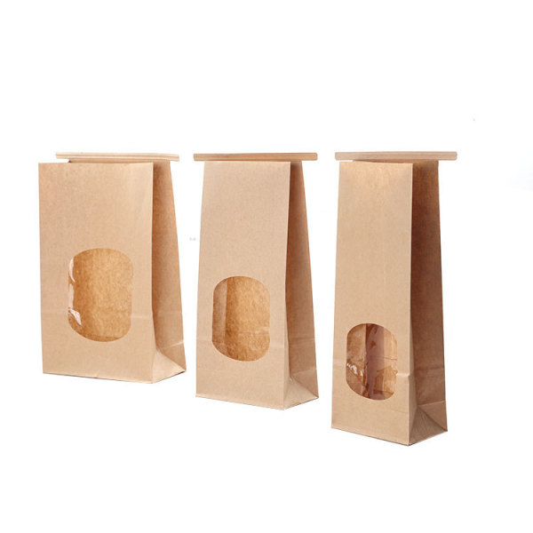 Eco-Friendly Custom Design Logo Printed Brown Food Kraft Paper Bag with Window Hot sale products