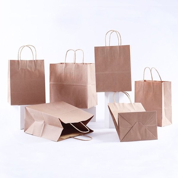 Recyclable Eco-friendly Takeaway Handle Custom Print Kraft Paper Bag Brown Bags