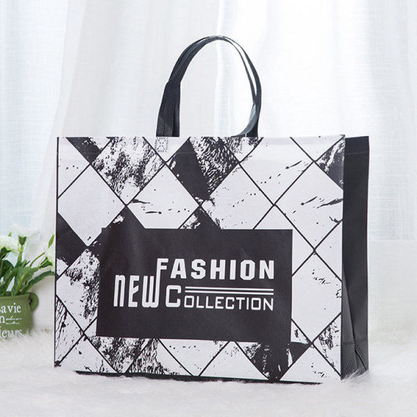 Black Accept Custom Logo Non-Woven Reusable Fashion Shopping Bags Tote