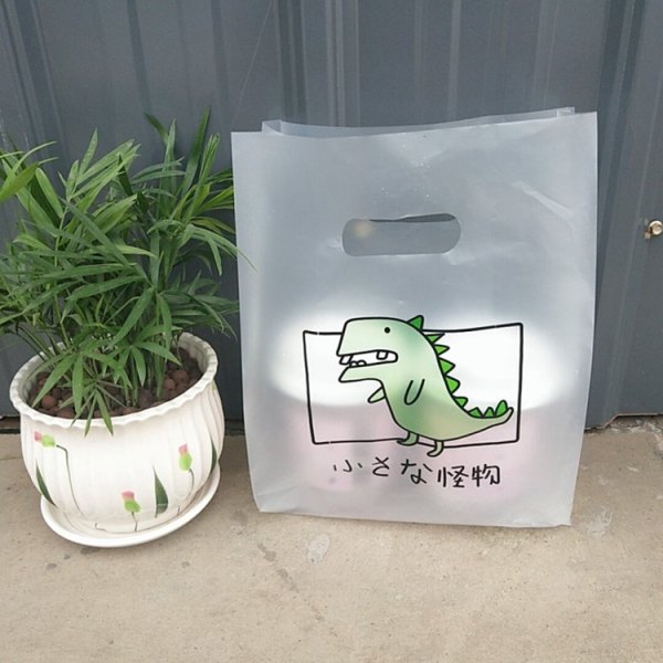 Cute Cartoon Frosted Patch Handle Die Cut Custom Printing Plastic Bag