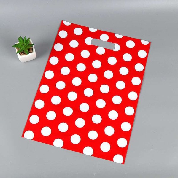 CMYK Printing Red Small Shopping Bag Merchandise Bags Die Cut Handle Plastic