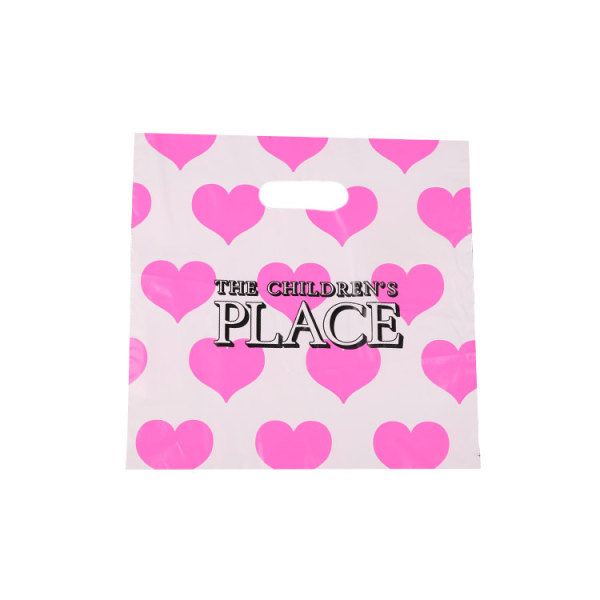 Cheap Custom Logo LDPE/HDPE Die Cut Pink Plastic Shopping Handle Bag