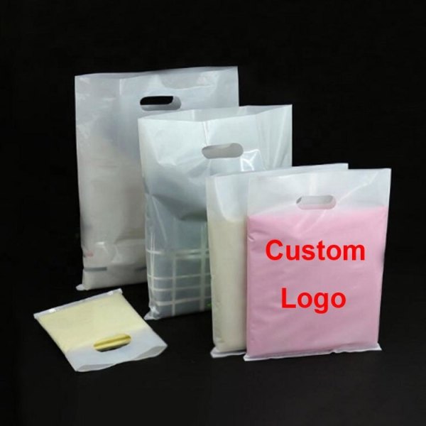 HDPE LDPE PE Cheap Custom Die Cut Patch Handle Plastic Bags With Own Logo