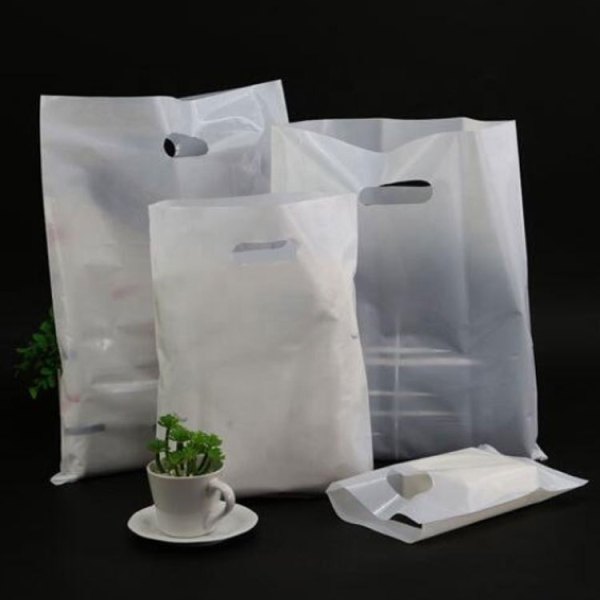 Custom Design Printing Transparent Plastic Carry Shopping Bag Die Cut With Handle Logos