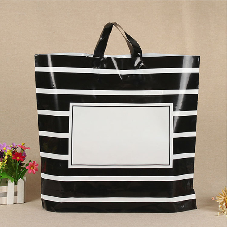 Black-And-White-Striped-Customizable-Plastic-Bags