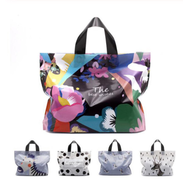 Recyclable Durable Fashionable Colorful Plastic Shopping Bags Reusable Tote