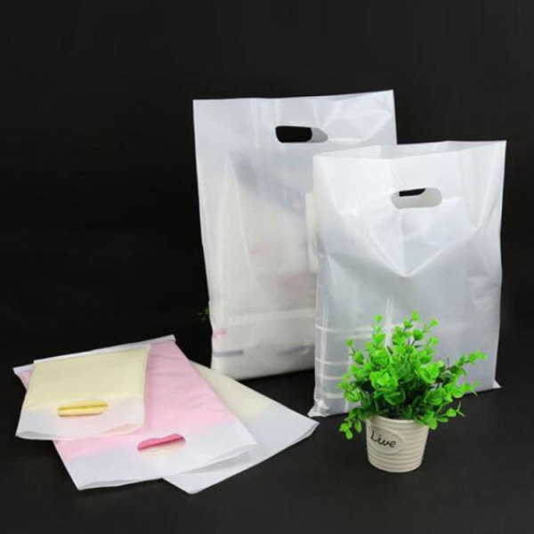 Custom Design Logo Printing Transparent Plastic Shopping Bag With Die Cut Handle