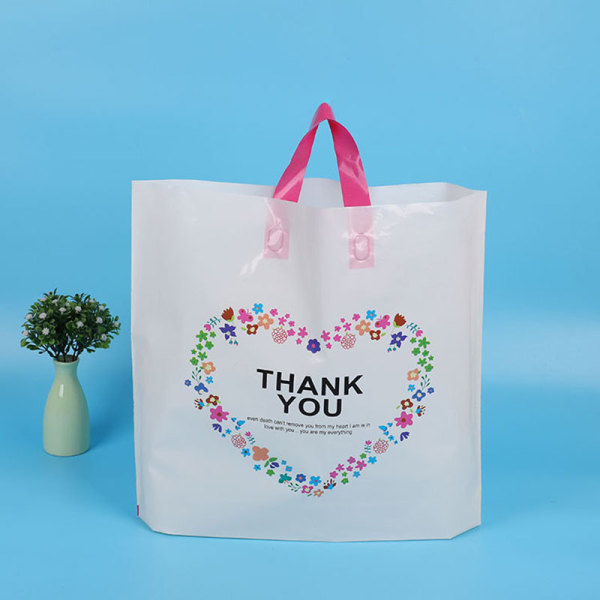 100% Biodegradable Material LDPE Carrier Plastic Handle Bag Soft Loop With Logo