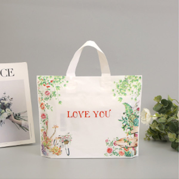 Customized Slogan Logo Plastic Printed Soft Loop Handle Bag For Wedding