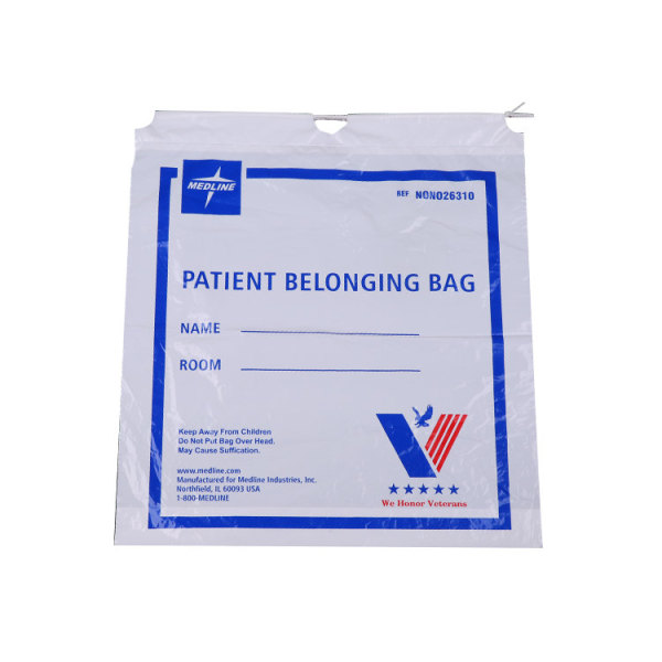 Custom Printed LDPE/HDPE Hospital Medical Drawstring Patient Belonging patient bag