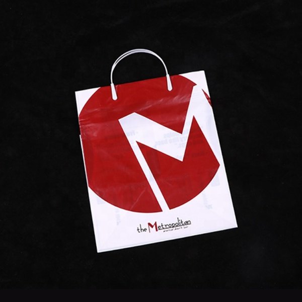 Supermarket Carry Packing Custom Logo Printing Plastic Shopping Bag With Clip Loop Handle