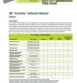 3M Reflective material technical data sheet